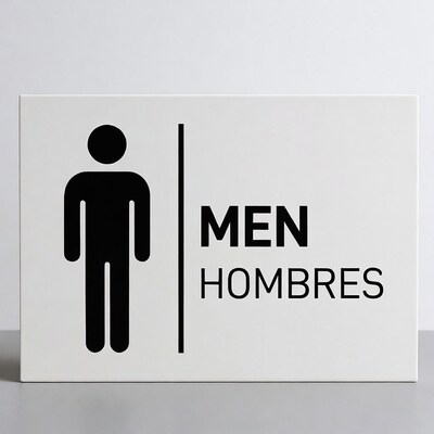 Men restroom sign with hombre symbol