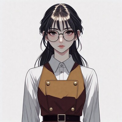 Asian woman in glasses and vest