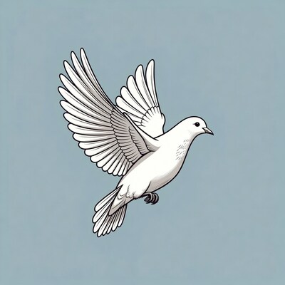 White dove flying illustration
