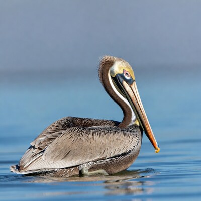 Brown Pelican swimming in water