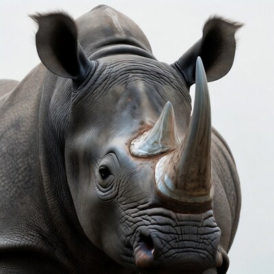 Close-up black rhinoceros head