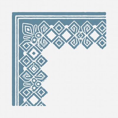 Blue Geometric Corner Border Illustration