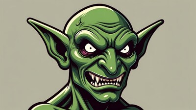 Grinning green goblin illustration