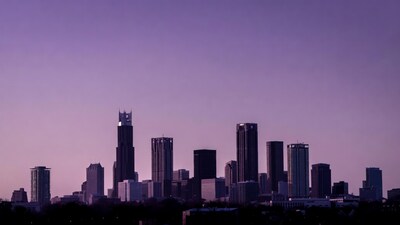 Purple Skyline Cityscape at Dusk