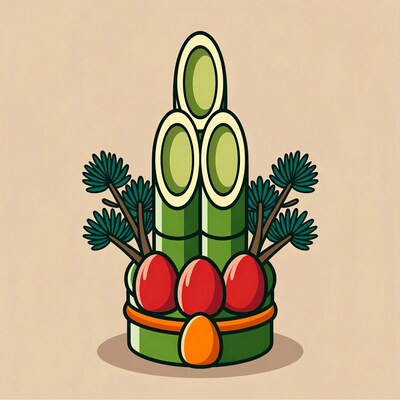 Kadomatsu with Eggs Illustration