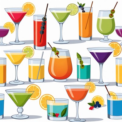 Colorful Cocktails Illustration