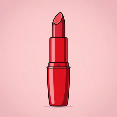 Red lipstick on pink background