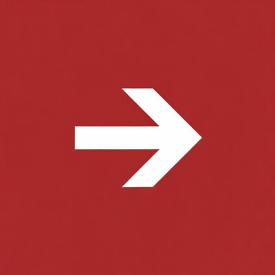 White arrow on red background