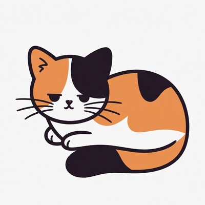 Cute calico cat illustration