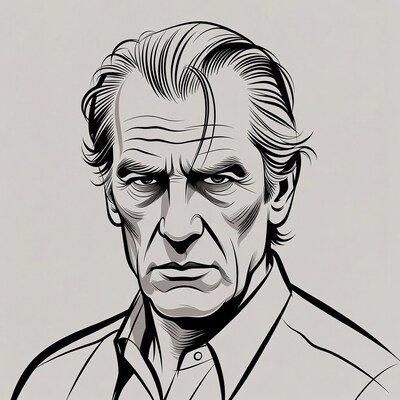 Intense older man portrait illustration