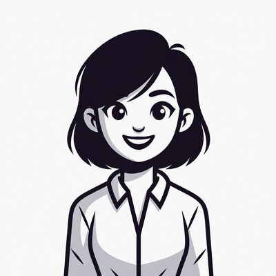 Smiling anime woman in collared shirt
