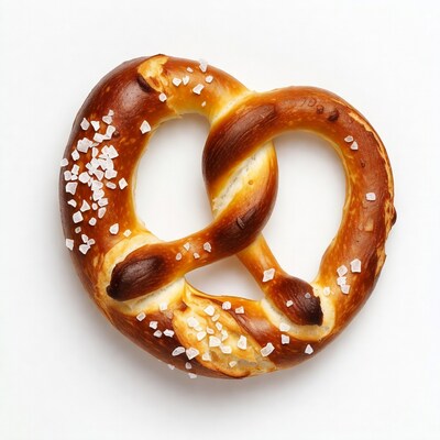 Salted Pretzel on White Background