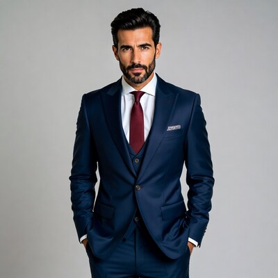 Handsome man in navy suit