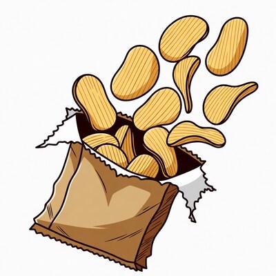 Potato chips spilling from bag