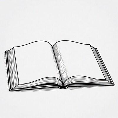 Open Book Line Drawing