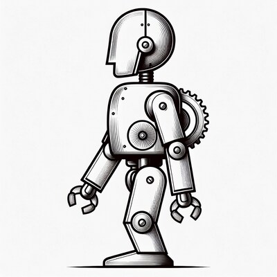 Side view walking robot illustration