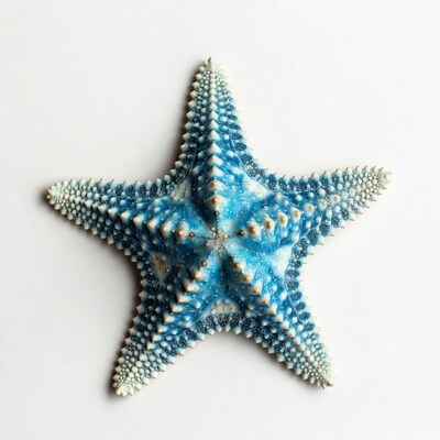 Blue starfish on white background