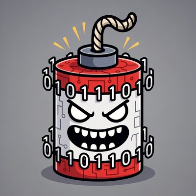 Cartoon digital bomb with fuse