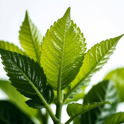 Fresh serrated green leaves