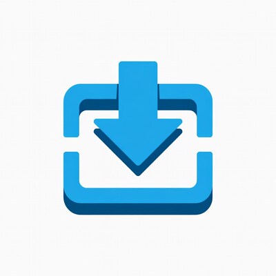 Blue 3D Download Arrow Icon