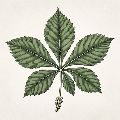 Horse chestnut leaf illustration