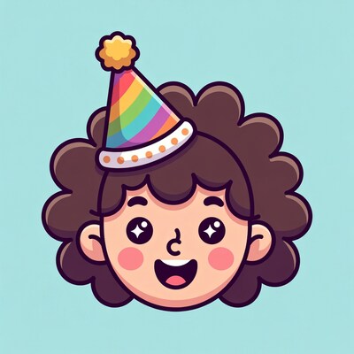 Girl with rainbow party hat