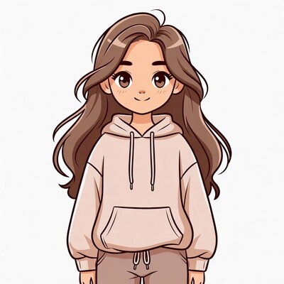 Cute girl in hoodie illustration