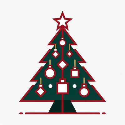 Decorated Christmas Tree Illustration