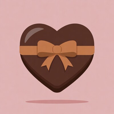 Chocolate heart with ribbon bow