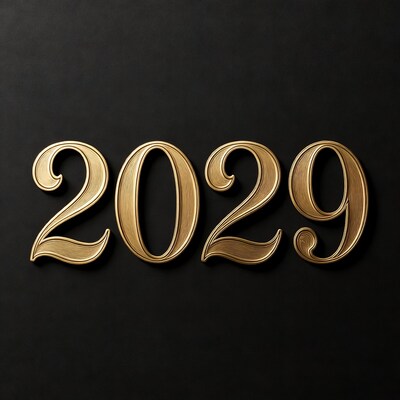 Gold 2029 Numbers on Black