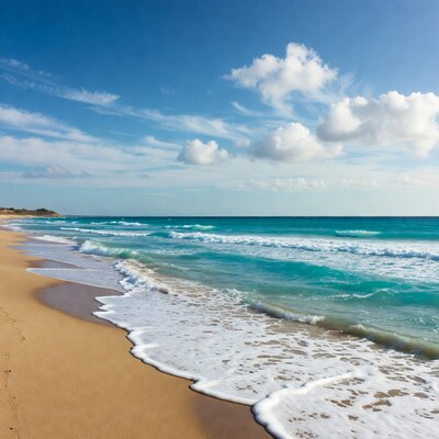 Sandy beach with turquoise waves