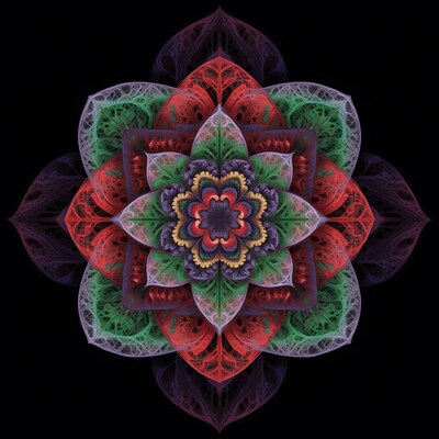 Colorful Fractal Flower Mandala