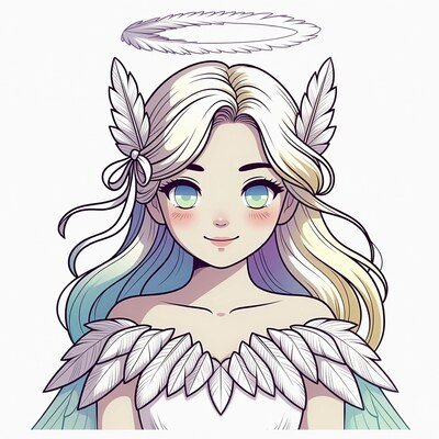 Anime girl with halo and wings