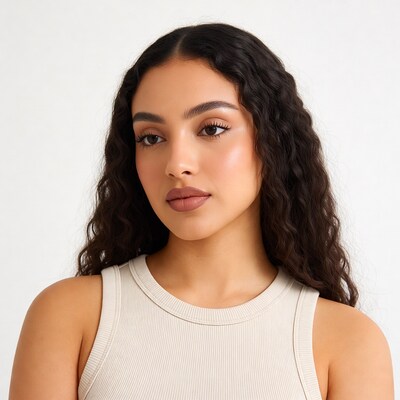 Beautiful woman with curly hair