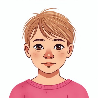 Cartoon boy with brown hair