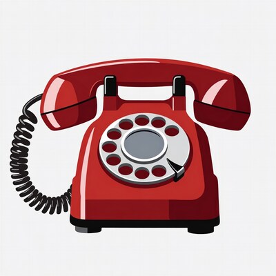 Red Rotary Dial Phone Illustration