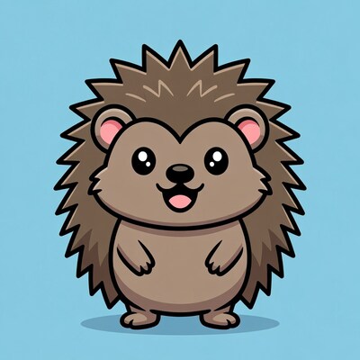 Cute cartoon hedgehog smiling