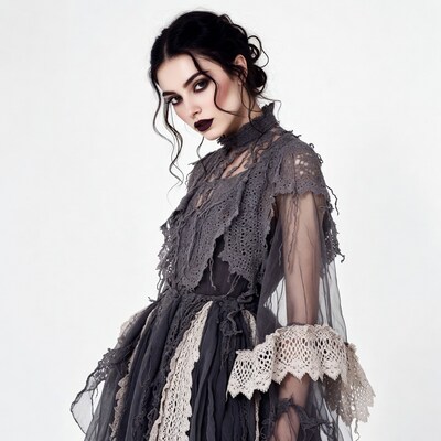 Woman in gothic lace dress