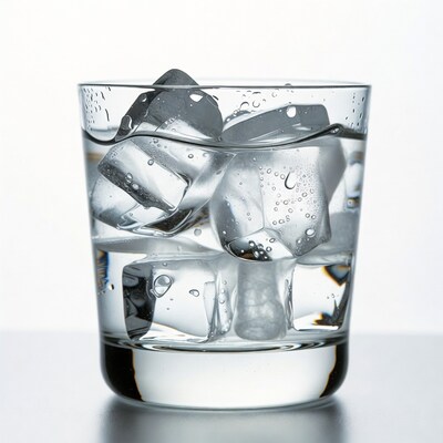 Glass of water with ice cubes