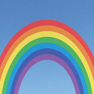Colorful Rainbow on Blue Sky