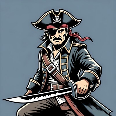 Pirate man holding sword