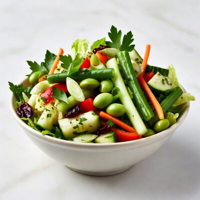 Fresh vegetable salad in white bowl