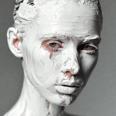 Woman with white face mask