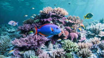 Blue Angelfish in Vibrant Coral Reef