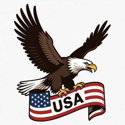 Bald Eagle on USA Flag Banner