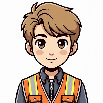 Cartoon boy in safety vest