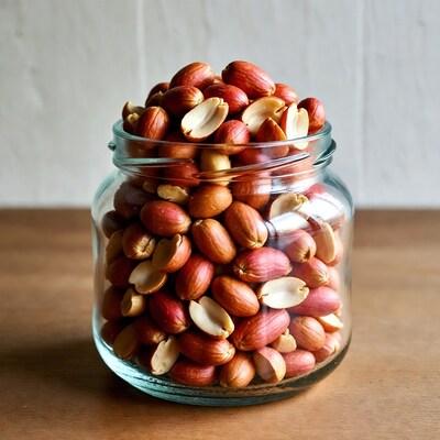 Peanuts in glass jar