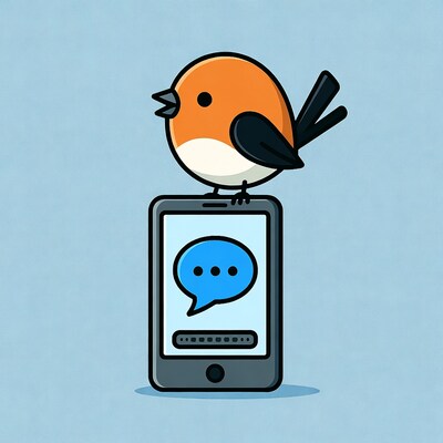 Robin bird on smartphone