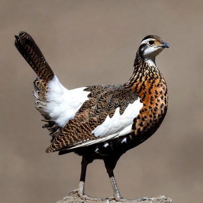 Mountain Quail standing on rock
