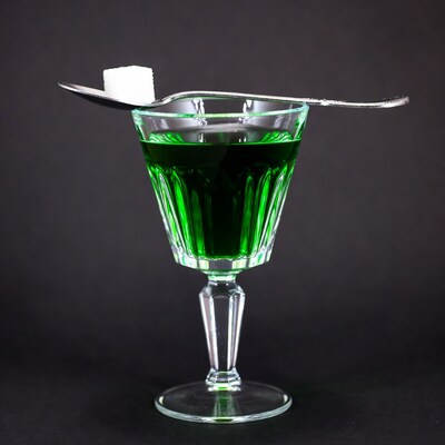 Absinthe with sugar cube spoon